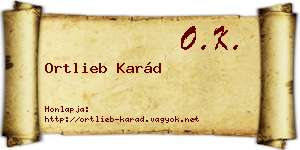 Ortlieb Karád névjegykártya